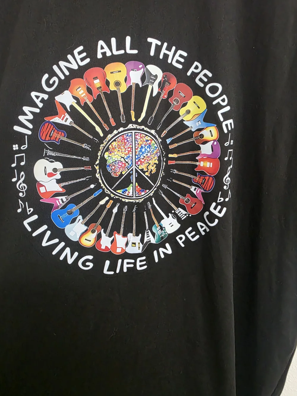 Source Unknown Black Graphic Peace Sign Short Sleeve Tee (0532)